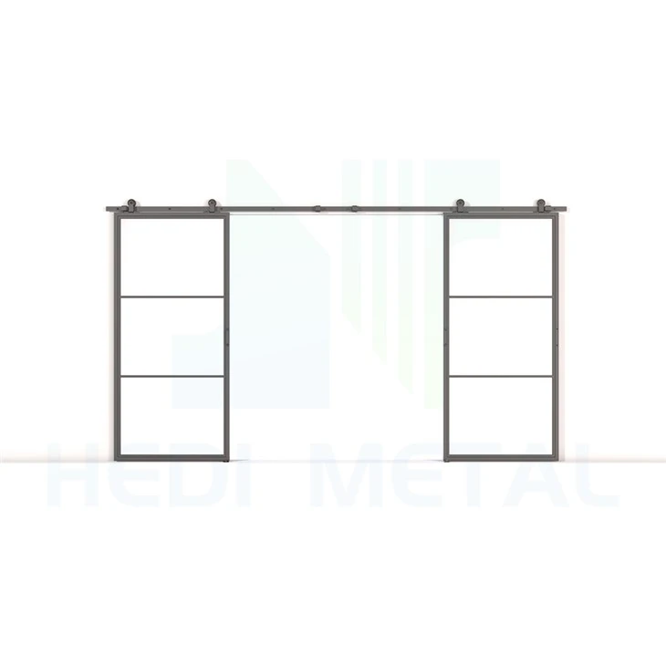 Puerta de granero de vidrio y metal